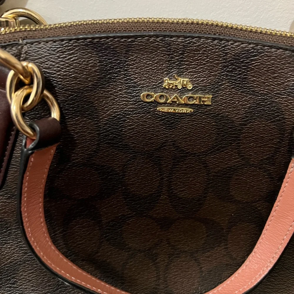 EUC Coach Brown Leather Monogram Logo Purse - Picture 2 of 5